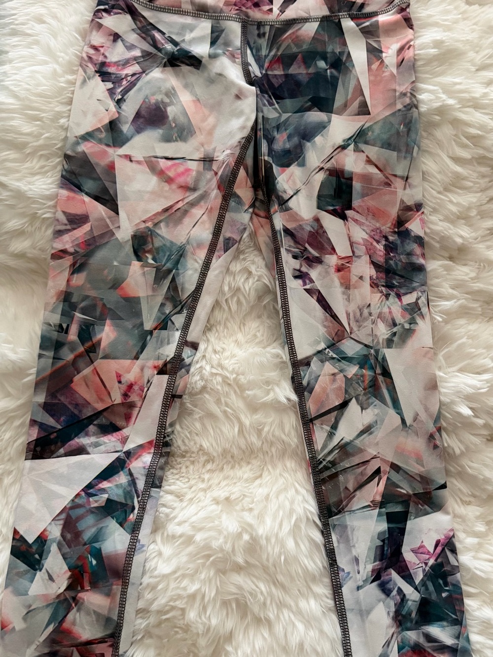 Evolution and Creation Pink, Blue, Gray Abstract Geometric Leggings